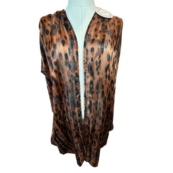 Umgee NWT Women’s Size S/M Sheer Animal Print Open Front Kimono Mob Wife NEW - Picture 3 of 15
